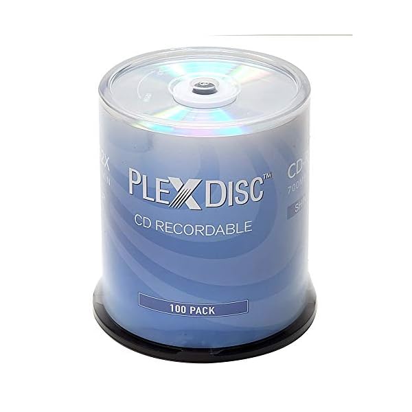 PlexDisc CD-R 631-105-BX Speichermedien, 700 MB, 52 x glänzende Silberoberfläche, 100 Stück