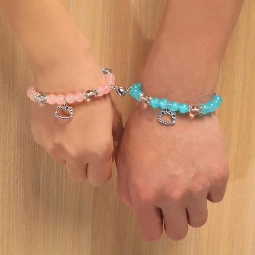 Image of ARISTAL Jewellery Spiderman Kitty Magnetic Friendship Bracelets, Couple's Bracelets, Valentine's Day Gifts for BFF, BF, GF, Women, Men, Girls, Kids