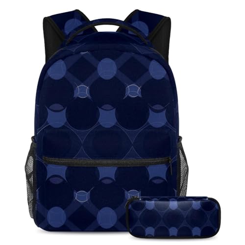 Ensemble sac à dos et trousse géométrique bleu pour l'école