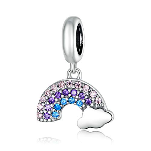 TIZU Ciondolo in argento sterling arcobaleno zircone cubico Charm originale compatibile con braccialetti Pandora, Regalo Donna