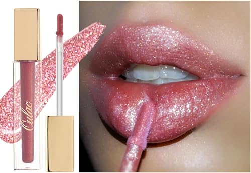 Oulac Shimmer Liquid Lipstick High-Shine Glitter Lip Gloss for Women Shimmer Non-Sticky Glossy Finish Liquid Lipstick Hydrating Lip Gloss Fuller-looking Lip Makeup Vegan & Cruelty-Free 08