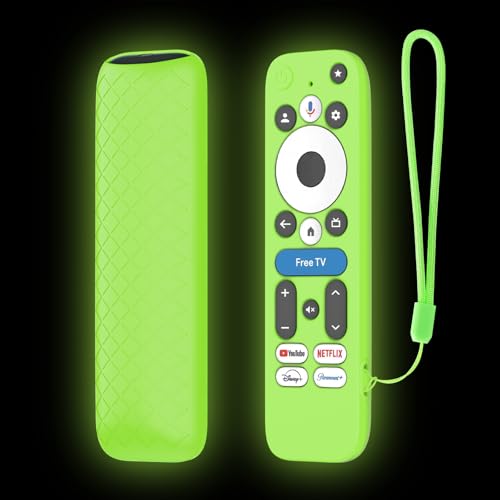 Case Cover for Onn Google TV 4K Pro Remote Control 2025, Full Protection Remote Case with Lanyard, Soft Silicone Sleeve for Onn Google TV Box Remote (Glow Green)