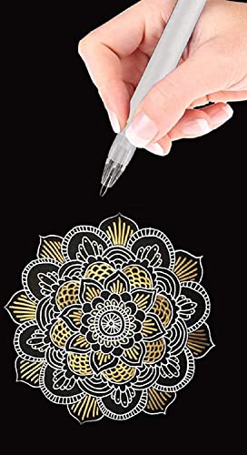 Image of Art Ranger White Highlight Gel Pen for Hand Paint Design & Highlight For Mandala Art, Black Paper & Doodling (Pack of 3 Pens) (Silver)