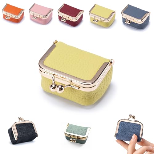 Genérico Genuine Leather Mini Jewelry Box,Mini Jewelry Box, Mini Jewelry Organizer for Women,Mini Jewellery Organizer,for Rings, Earrings, Bracelets, Necklaces (Yellow)