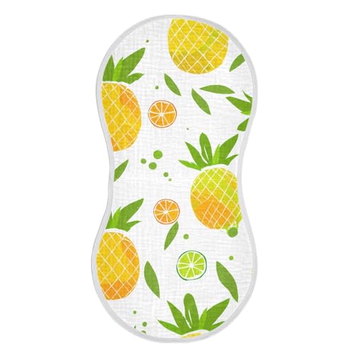 Muslin Burp Cloth for Baby 2PCS Vivid Pineapples Super Absorbent Burping Cloths, Bibs for Newborn Boys Girls2