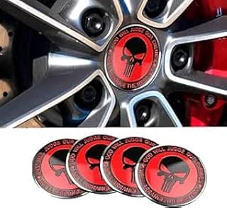 ملصق 3D لمحور اطارات السيارة - جمجمة كائن فضائى - 4 قطع