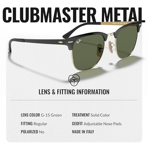 Image of Ray-Ban RB3716 CLUBMASTER METAL Square Shaped Sunglasses for Men & Women with Official RAYBAN Eyewear Kit