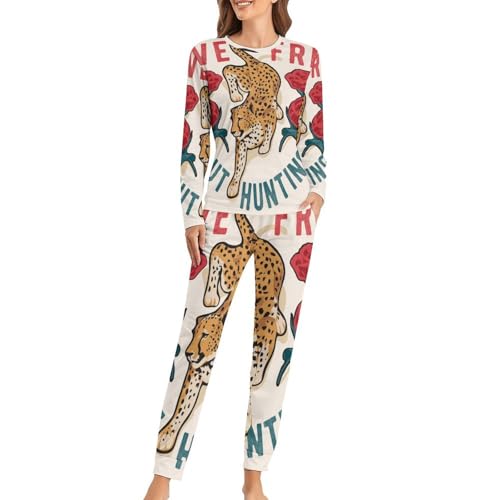 Ensemble de pyjama femme fleurs avec t-shirt manches longues et pantalon
