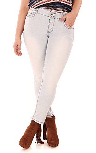 ANGELS Plus Size Triple Button Short Inseam Skinny Jeans