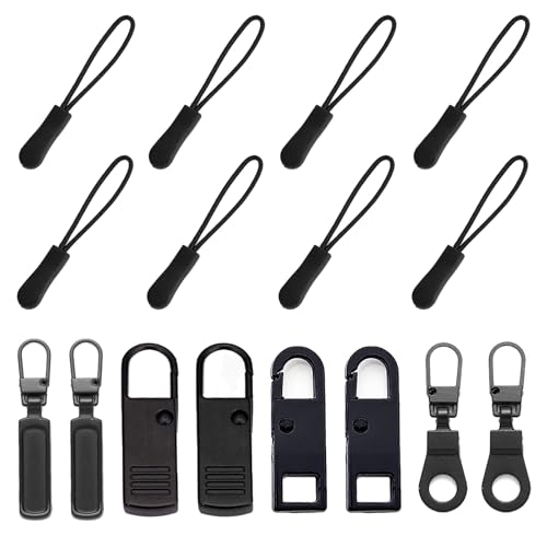 HAISHANG 16 Unidades Tiradores para Cremallera Antideslizante, Cremallera de Repuesto Tirador Reemplazo de Cremallera para Mochilas y Ropa Deportiva