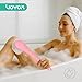 VOYOR Electric Body Brush Back Scrubber Silicone Body Scrubber Two-Way Rotating Brush Head for Deep Cleaning, Exfoliation, 4 Attachments Long Handle IPX6 Rechargeable Shower Brush BC300 (Pink)
