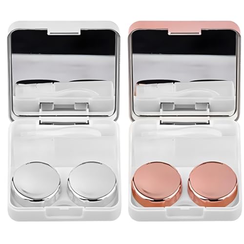 IBXWMNG Estuche de Viaje para Lentes de Contacto de 2 Piezas con Pinza aplicadora, Botella de solución, Espejo y Estuche, Ideal para Llevar Tus Lentes a Cualquier Lugar
