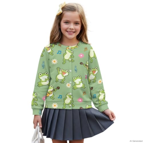 Image of Girls Cardigans Sweater Long Sleeve Crew Neck Button Down Sweaters School Outerwear for Kids Fall Winter Tops