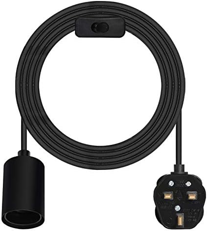 LEDGLE Plug in Pendant Light Cord Durable Hanging Lamp Kit, E27 Light Cord Kit Braided Extension Hanging Ceiling Light Fitting - UK Plug