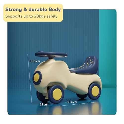 Image of Lifelong Cuppy Little Joy Ride On Car for Kids 1-5 Years - Vintage Push Car Toy, Sturdy Wheels, Wide Seat, BIS Certified, Ready to Ride, No Assembly, No Battery Needed (LLCSSR01)