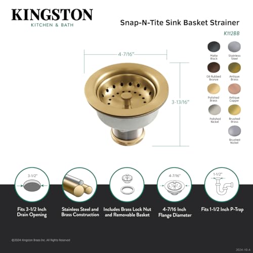 Kingston Brass K112AC Colador de Cesta para Fregadero, Cobre Antiguo miniatura 3