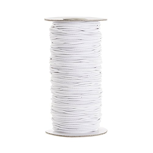 Trimming Shop 2mm Gummiband, rundes Gummiband zum Stricken, Gummiband zum Selbermachen, Basteln, Bund, Schmuckherstellung, elastische Spule für Kleidung, Hose, Weiß - 5 Meter Cover