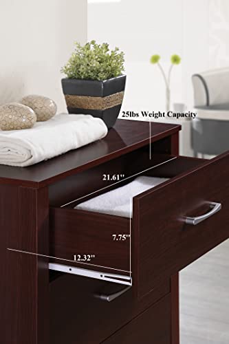 Hodedah 4-Drawer Chest Dresser, 40.3 In. H X 27.5 In. W X 15.5 In. D, Mahogany #TOP6