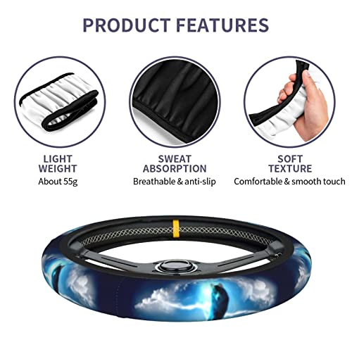 Midnight Wolf Steering Wheel Cover Protector Car Accessories For Women Men 15 Inch Auto Universal Non-Slip Interior Decor #TOP6