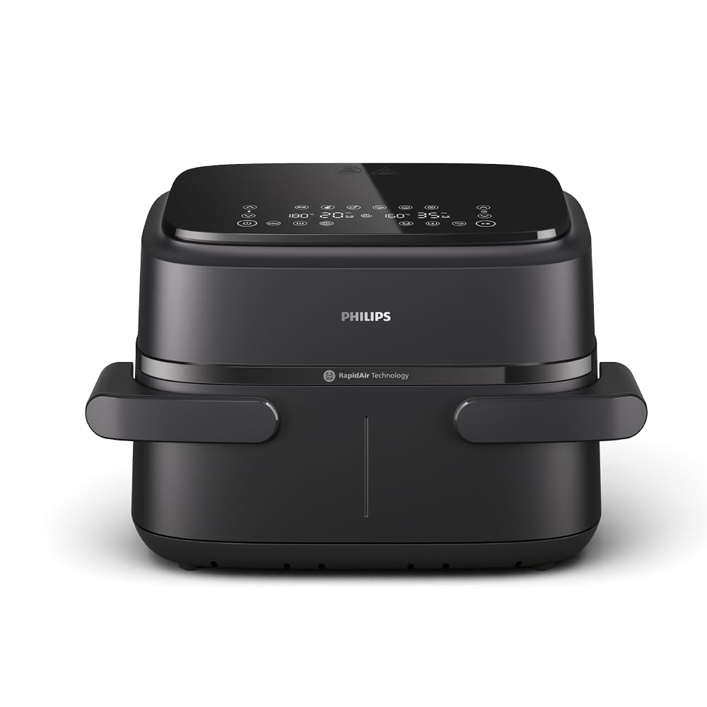 Philips Dual Basket Airfryer Serie 1000-7,1 l de capacidad, tecnología RapidAir, 10 funciones en 1, 90% menos de grasa, diseño compacto, aplicación de recetas HomeID (NA154/00)