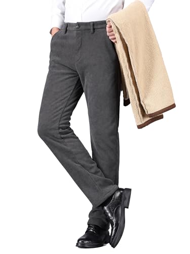 Pantalon velours homme doublé contre le froid glacial d'hiver gris