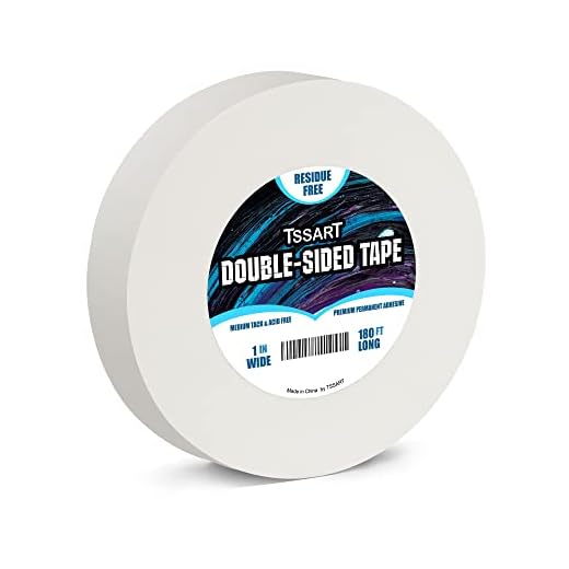 TSSART Ultra-Thin Permanent Double-Sided Tape - Double Sided Adhesive Sticky Tape for Arts, Crafts, Photography, Scrapbooking, Tear-by-Hand - Acid Free 1 Inch Wide 180FT Long