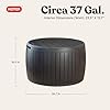 Keter Circa 37 Gallon Deck Box Organizer, Works as Ottoman Chair or Side Table, Brown Large Resin Round Outdoor Storage and Seating for Garden, Pool, and Patio