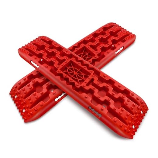 ROBLOCK Off-Road Recovery Traction Boards with Jack Lift Base, 41.1" Reinforced Recovery Boards on Sand, Mud, Snow, Portable Overlanding Gear for 4WD, Truck, Jeep, RV, SUV, Red, Pack of 2