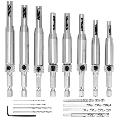 QWORK Self Centering Drill Bit Set, 17 Pcs 1/4