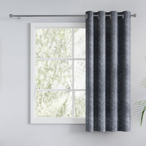 Image of haus & kinder Metallic Blackout Jacquard Window Curtain 5 Feet Long Pack of 1 | 100% Room Darkening Luxe Metallic Teal 130 x 152 cm