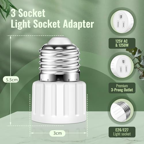 2 packs 3 prong light socket to plug adapter e26 e27 light socket outlet adapter polarized light bulb plug adapter stability performance amp professional materials light bulb adapter white
