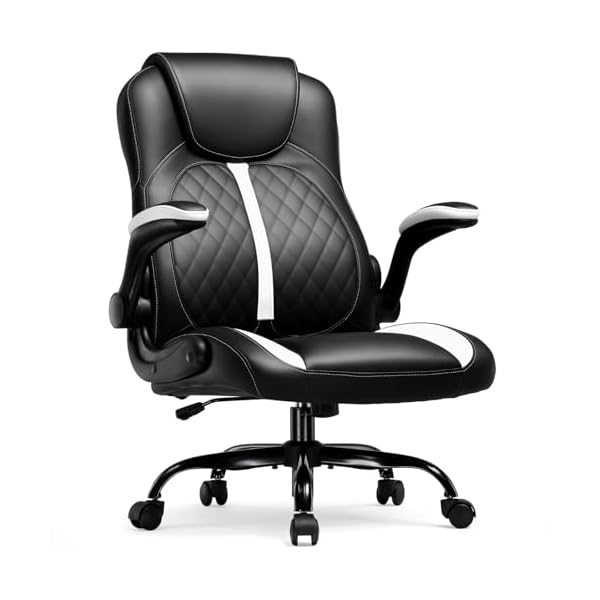 GTPLAYER Gaming Chair with Flip-Up Armrest, Video Gaming Chair with Rocking Function, Ergonomic Computer Gaming Chair with High-Density Sponge and Adjustable Height (White)