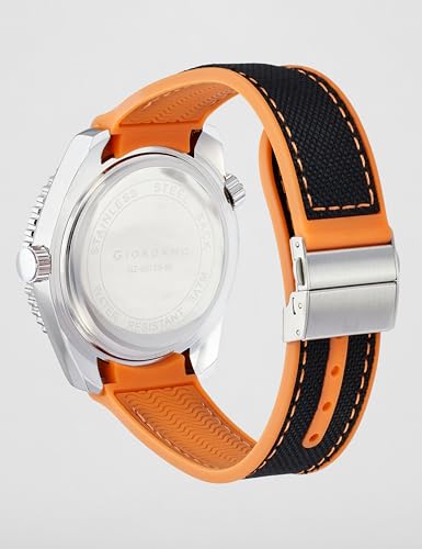 Image of GIORDANO Analog Quartz Watch for Men - Round Dial with Rotating Bezel, Luminous Hour Markers, Silicone & Stainless Steel Strap, Date Display