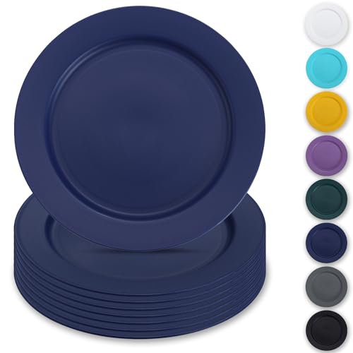 Berglander Bleu Assiettes en plastique de 8 pièces 25cm, plates réutilisables, assiettes à...