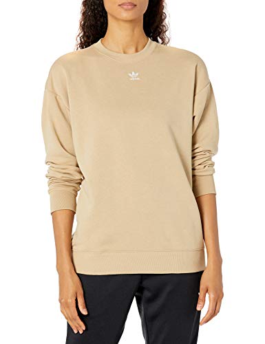 adidas Originals womens Trefoil Essentials Sweatshirt Linen Khaki Small