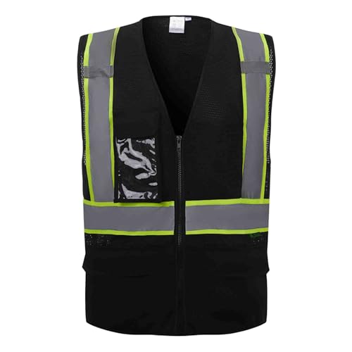 3C Products Deluxe Black Ultra Cool Mesh Safety Vest with Clear ID Pocket (Medium)