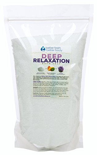 Deep Relaxation Bath Soak Epsom Salt With Lavender Essential Oils & Vitamin C - 100% All Natural No Perfumes & Dyes - Relieve Tension & Stress Naturally (5 Pounds - 80 Ounces)