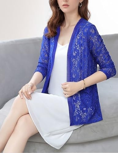 Image of FindThy Women's 3 /4 Sleeve Lace Cardigan Long Sleeve Open Front Floral Crochet Shrug Cover Up