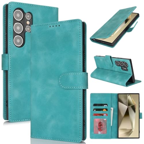 Coque Samsung Galaxy S24 Ultra Zouzt en cuir PU vert menthe avec porte-cartes