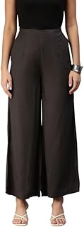 de moza Womens Rayon Solid Palazzo Pant Dark Grey-picture-12