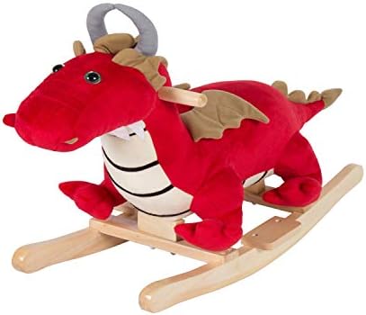 Kinbor Kids Plush Rocking Horse Rocker Horse Toy Child Rocking Horse Dinosaur for Children’s Day Birthday Gift W/ Nursery Rhymes