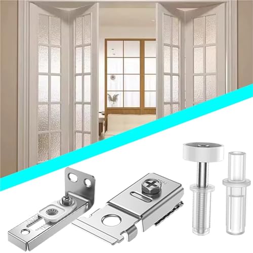 2 sets Kit de Herrajes para Puerta Bifold, Kit de Reparación de Herrajes para Puerta de Armario, Kit de Herrajes Correderos para Puerta Granero miniatura 2