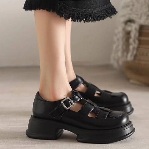 Women'S Leather Braid Caged Platform Fisherman Sandals, Summer Closed Round Toe Adjustable Ankle Strap Hollow Out Chunky Gladiator Sandals Casual Beach Y2k Sandals3
