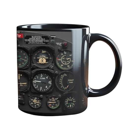 Tasse à café créative avec panneau d'instruments d'avion, tasses à café uniques sur le thème de l'aviation, tasses à café pilote avec design unique, tasses à café décoratives pour et adultes