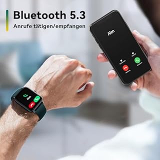 Smartwatch Herren Damen mit Telefonfunktion & Alexa eingebaut,Fitnessuhr mit 100+ Sports,Armbanduhr IP68 Wasserdicht, 24H Herzfrequenz SpO2 Schlafmonitor,1,8" Uhren Damen mit iOS/Android - Dunkelgrün
