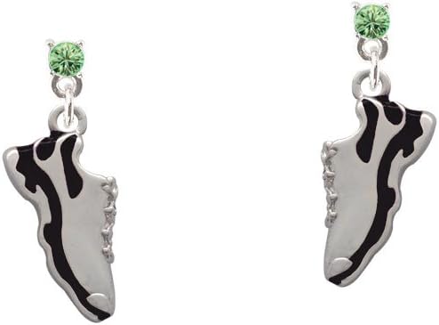 Black Running Shoe Crystal Post Earrings