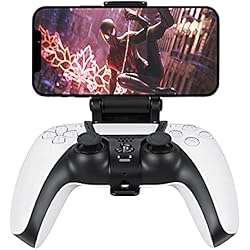 Agarre Para El Movil Soporte de teléfono para mando PS5, soporte para teléfono móvil, soporte para mando de PS5 DualSense, soporte plegable para teléfonos inteligentes Android/iOS, negro