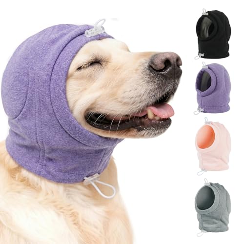 Image of MIGOHI XL Dog Ear Muffs Hematoma with Soft Pad - No Shake Ear Wrap for Dogs, Ear Protection for Dogs Noise Anxiety,Adjustable Dog Head Cover for Separation,Vet Visit,XL,Purple