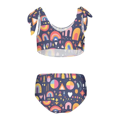 Rainbow Boho Style Girls Two Piecing Kids Bikini Set Beach Swimsuit Swimwear Adjustable Shoulder Strap2