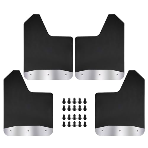 Image of XUKEY 4PCS Car Universal Mud Flaps Splash Guards with Night Reflectors Mudguard Fender Flares Mudflaps w /Hardware, Front and Rear Wheel Tire Protection for Pickup Truck SUV Van Trailers Caravans